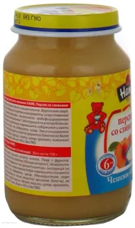 Hame Peach Puree with Cream for Kids 6+ Months Glass Jar 190g — photo 2