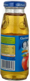 Gerber apple and pear juice pasteurized no sugar with vitamin C from 4 months 175ml glass jar — photo 2