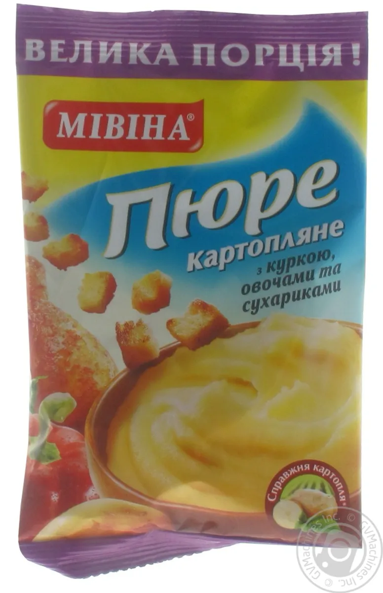 Пюре картопляне з куркою, овочами та сухариками Мівіна 45г