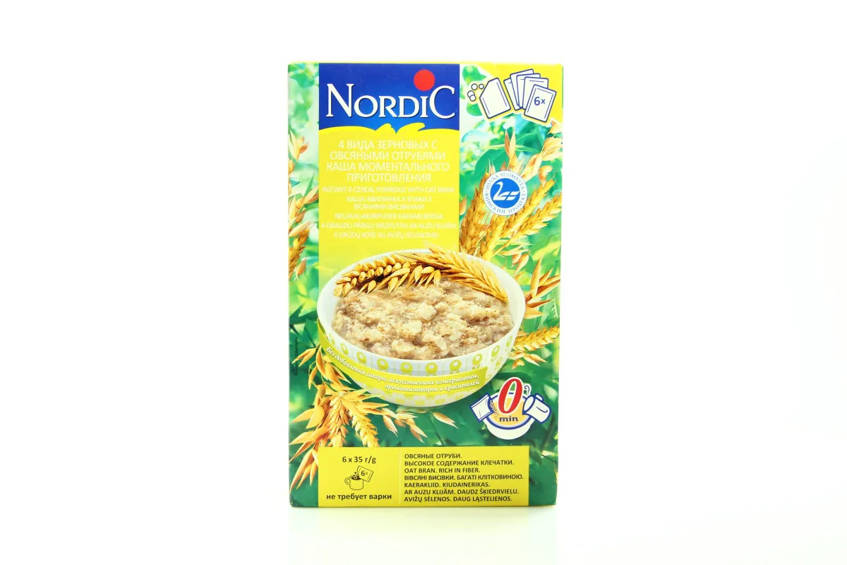 Каша Nordic 4 злаки з вівсяними висівками швидкого приготування 210г