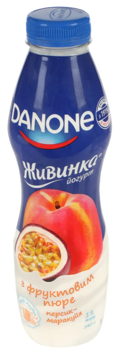 Йогурт Данон Живинка Персик-Маракуйя 1% Пластикова Пляшка 580г