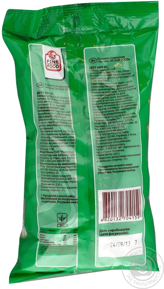 F.Food Карамель Мятна 250г