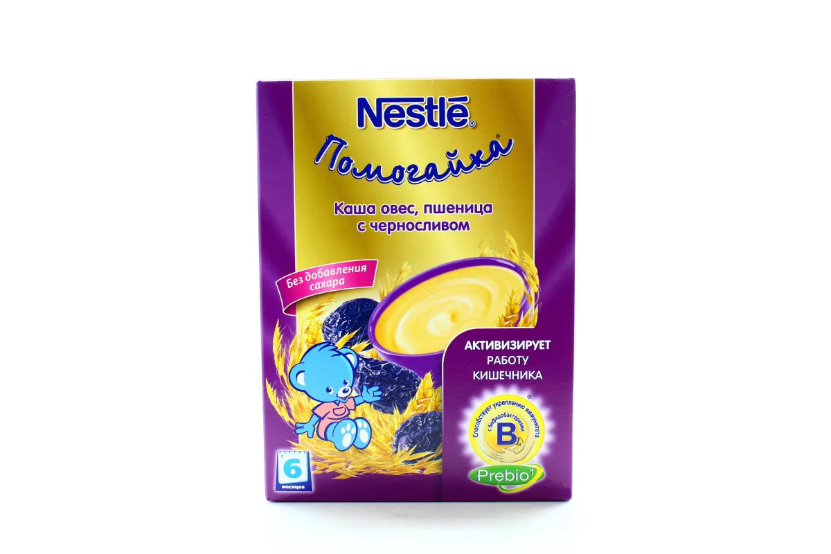 Nestle Pomogayka Children's Porridge Oats Wheat with Prunes Bifidobacteria Prebiotics Dry Dairy-Free Instant Sugar-Free From 6 Months 250g