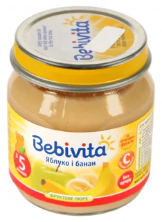 Bebivita Apple Banana Puree from 5 months glass jar 100g — photo 3