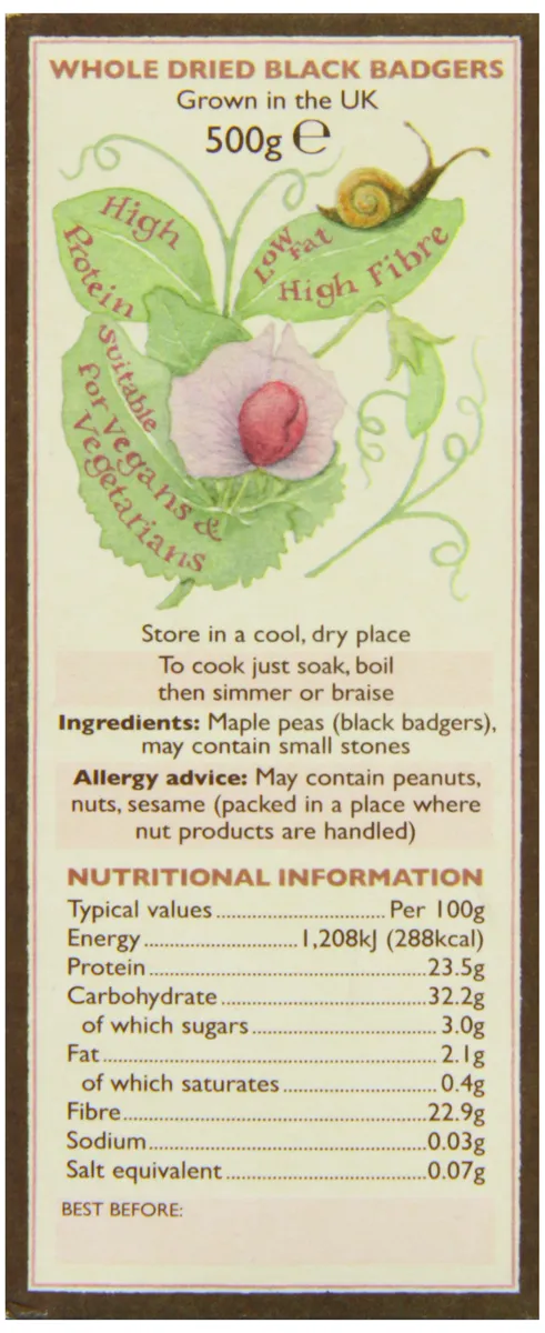 Hodmedods Great British Peas сухий чорний горох 500 г (4 упаковки)