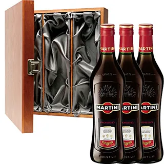 3x Martini Rosso Sweet Vermouth in Elm Wood Gift Box with Handcrafted Gifts2Drink Category — photo 2