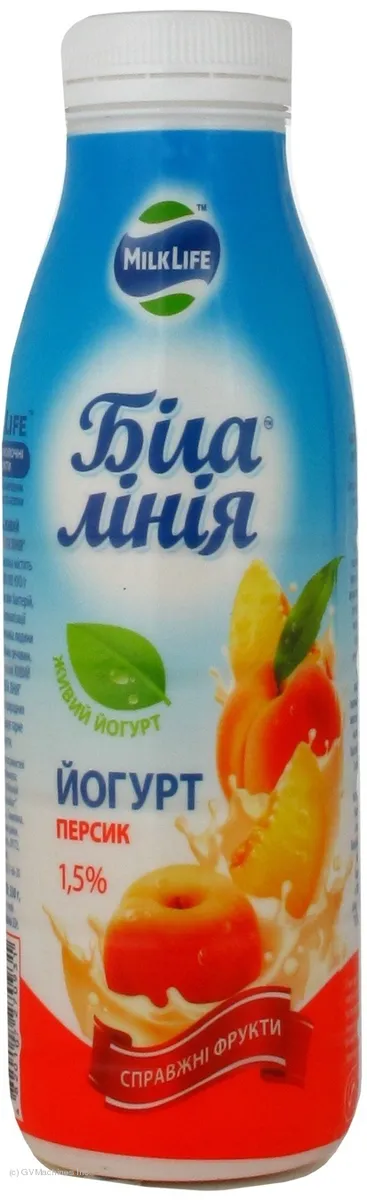 Bila Liniia Peach Yogurt 1.5% 330g Plastic Bottle