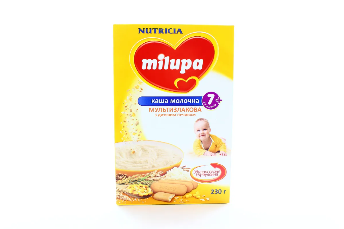 Milupa milk multigrain porridge with baby biscuits for children from 7 months 230g