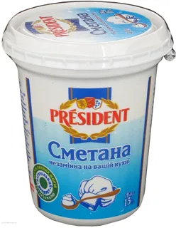 President Sour Cream 15% Plastic Cup 400g — photo 3