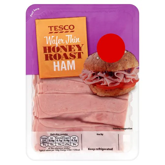 Tesco Вафлі тонкі з медом та смаженою шинкою 235г