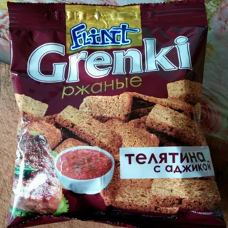Flint rye croutons veal flavor with adjika flow pack 80g — photo 9