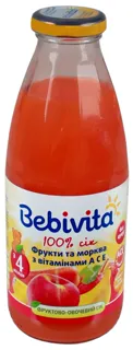 Bebivita Carrot Fruit Juice with Vitamins from 4 Months Glass Bottle 0.5L — photo 5