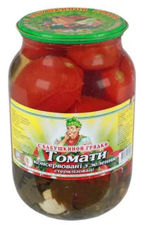 S Babushkinoi Hriadky Sterilized Canned Tomatoes with Herbs 1020g — photo 2
