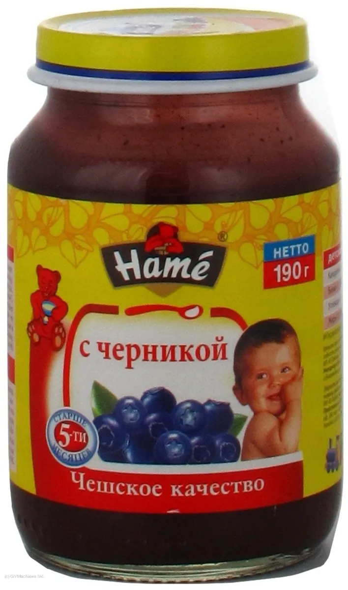 Пюре фруктове HAMÉ S.r.o. Чорниця для дітей з 5 місяців, скляна банка 190г
