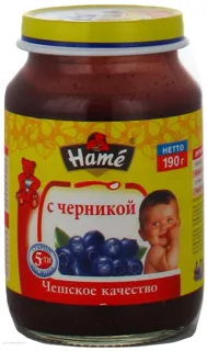 Пюре фруктове HAMÉ S.r.o. Чорниця для дітей з 5 місяців, скляна банка 190г — фото 3