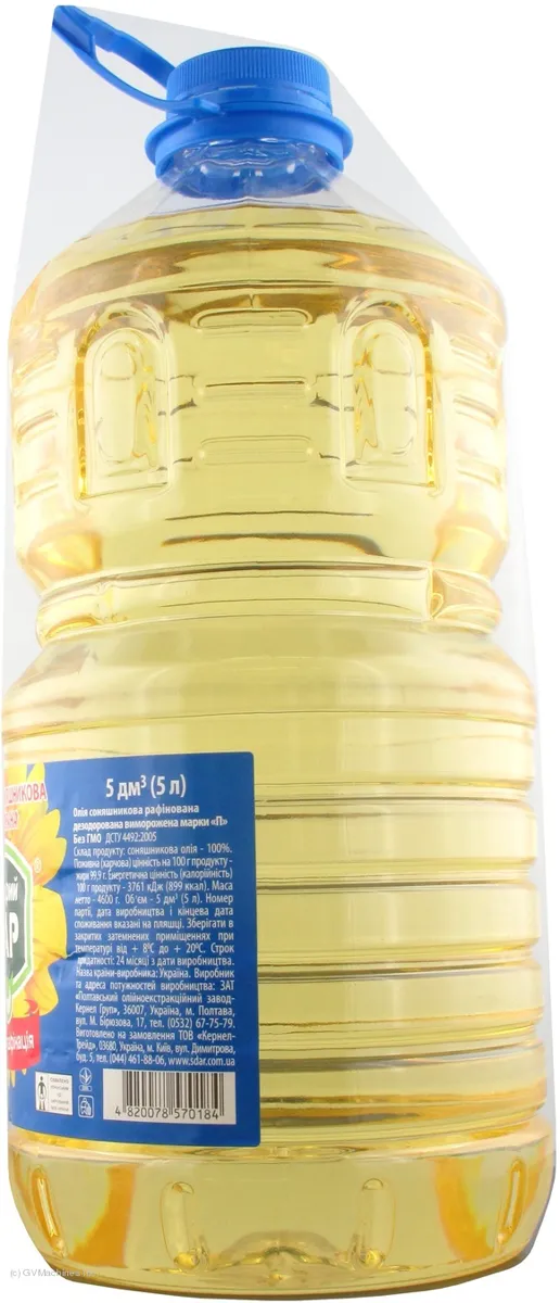 Shchedryi Dar refined deodorized sunflower oil plastic bottle 5L