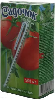 Sadochok Tomato Juice with Salt, Sterilized, Reconstituted, 500ml Tetra Pak — photo 4