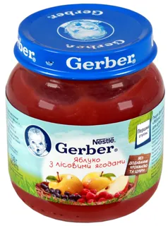 Gerber Fruit Puree Apple with Forest Berries for Children 5+ Months Glass Jar 130g — photo 4