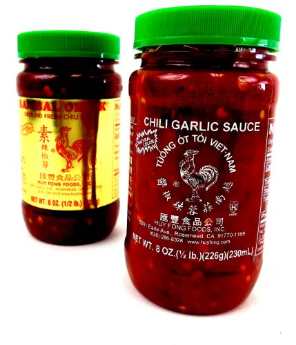 Хай Фонг чилі набір: 8 унцій пляшки Sambal Oelek, Перший свіжий чилі паста та чилі часниковий соус у подарунковій упаковці