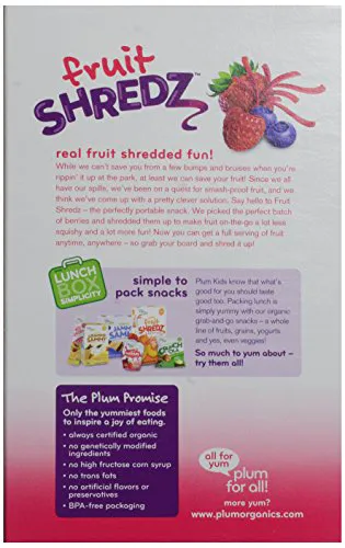 Plum Organics Shredz Дітям - Ягідний мікс - 3,15 унції - 8 пакетів