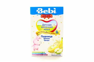 Каша Bebi Premium Пшенична з яблуком і бананом молочна 250г — фото 2