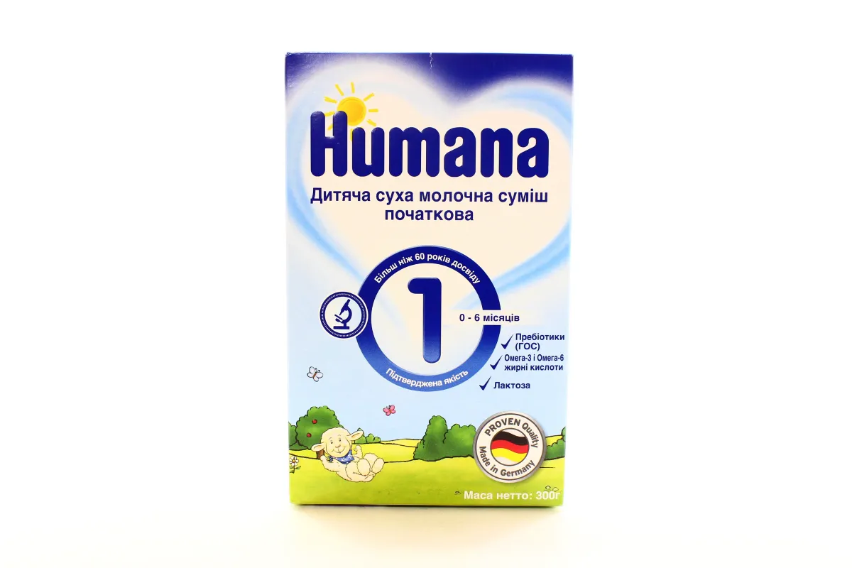 Humana 1 Infant Milk Formula with Prebiotic Galacto-oligosaccharides LC PUFA and Nucleotides 300g