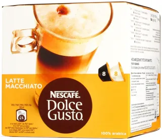 Natural ground roasted coffee Nescafe Dolce Gusto Latte Macchiato 100% Arabica 8х6.5g + dry milk and sugar mix 8х17.8g Great Britain — photo 4