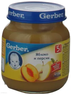 Gerber apple and peach puree without starch and sugar for children from 5 months 130g glass jar — photo 5