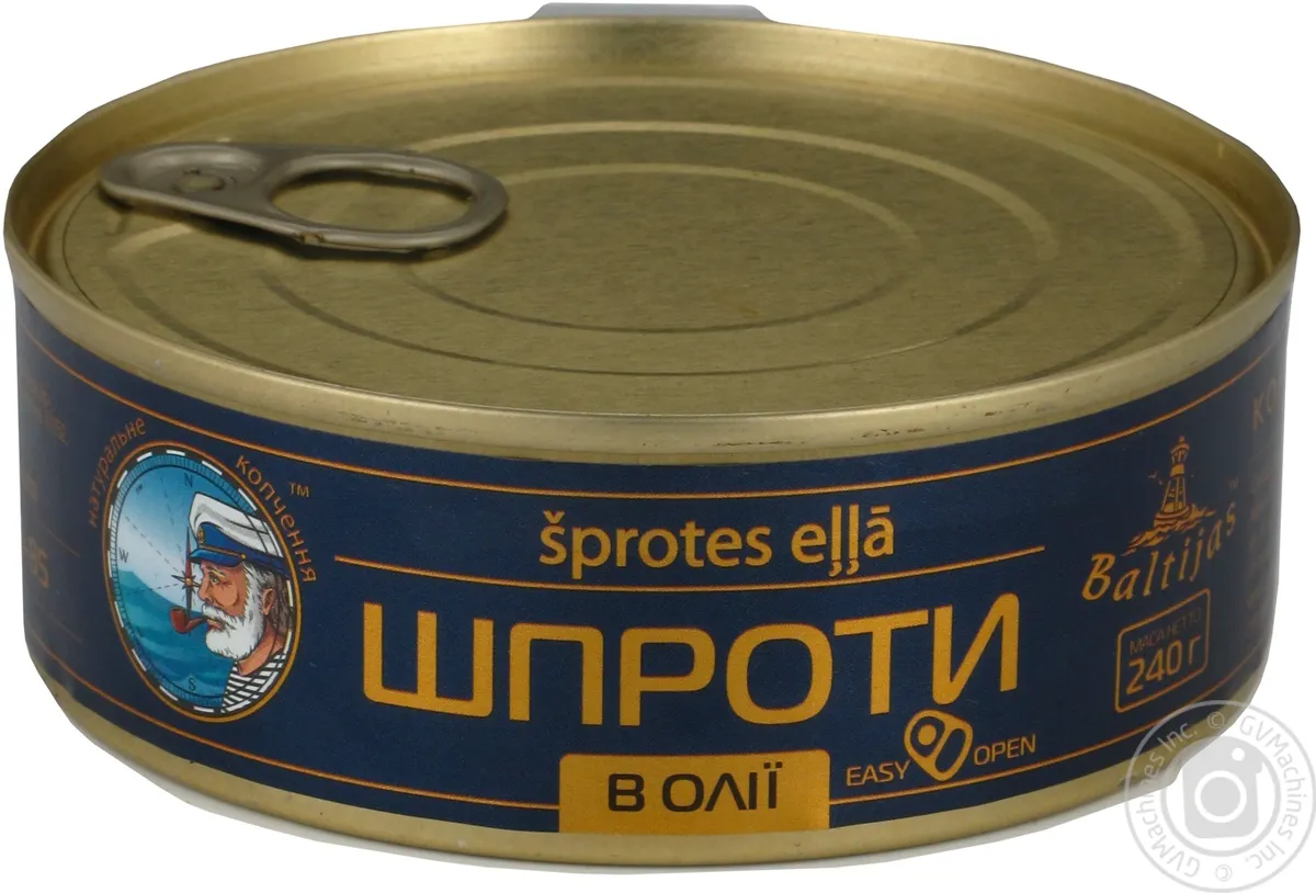 Шпроти Baltijas в олії жерстяна банка з ключем 240г
