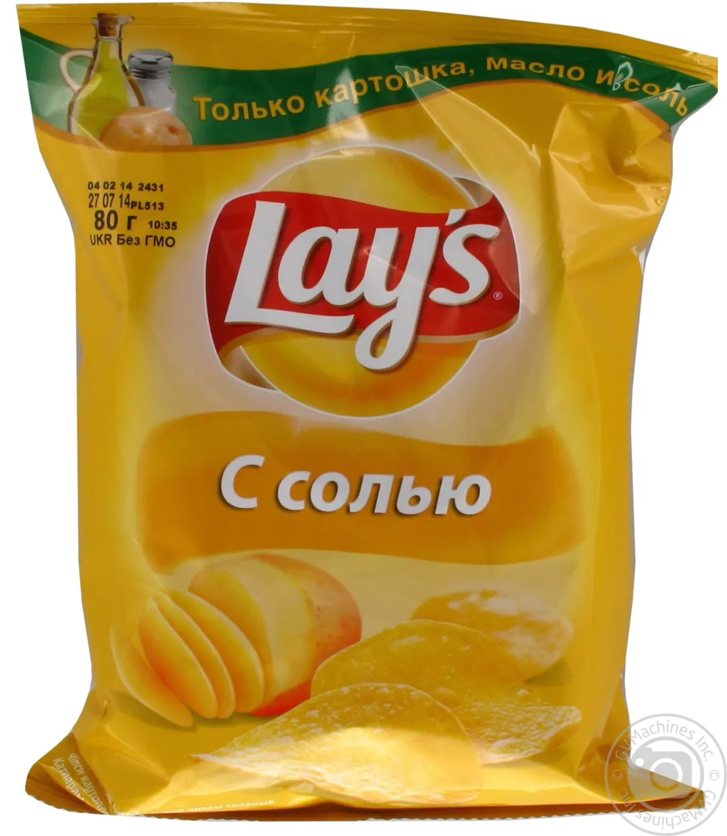 Lays Чіпси з сіллю натуральні картопляні 80г