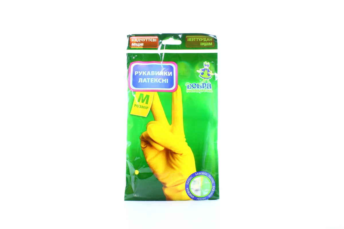 Dobra Hospodarochka Household Latex Gloves, Standard, Size M, 1 pc.