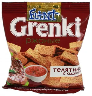 Flint rye croutons veal flavor with adjika flow pack 80g — photo 4