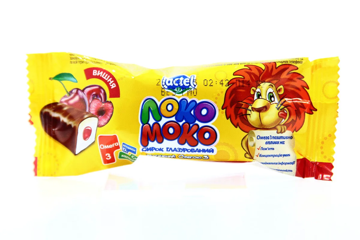 Loko Moko Glazed Cherry Curd Cheese for Children 15% with Calcium, Omega-3, Vitamins 36g