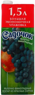 Sadochok apple and red grape nectar, clarified 1.5L — photo 2