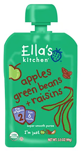 Ellas Kitchen органічне пюре Етап 2, зелені яблука, квасоля та родзинки, 3.5 унції