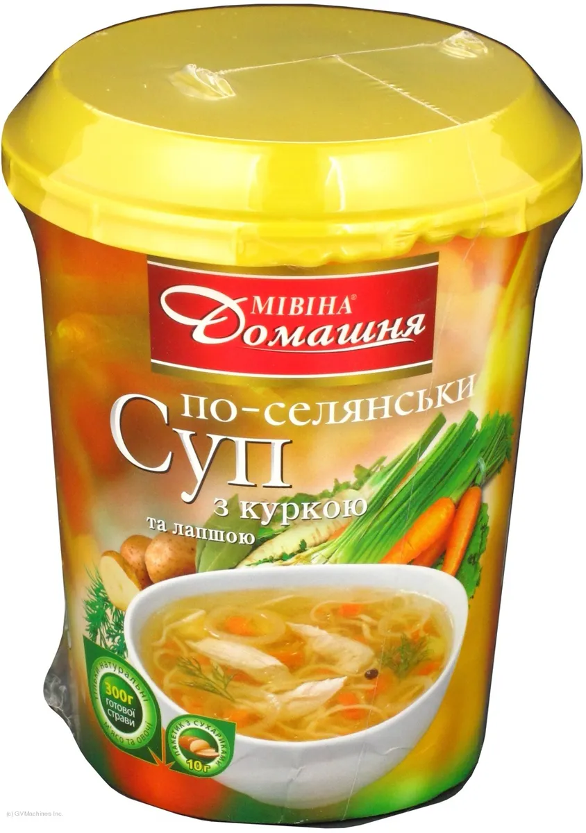 Концентраты первых блюд Суп быстрого приготовления Домашняя По-деревенски с курицей и лапшой 160грам Термочашка