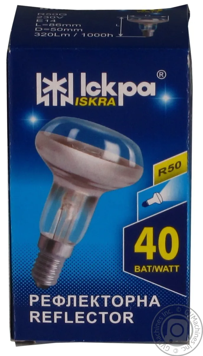 Лампа Іскра рефлекторна ДЗК 230-240 60Вт R50