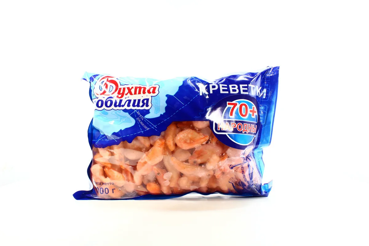 Bukhta Izobiliya Narodni Shrimp 70+ Unpeeled Cooked Frozen 1kg
