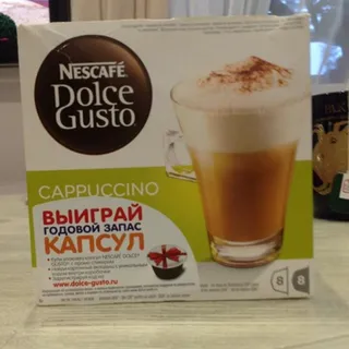 Natural ground roasted coffee Nescafe Dolce Gusto Cappuccino 100% Arabica 8x8g + dry milk and sugar mix 8x17g Great Britain — photo 6