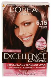 Excellence L'Oreal Hair Dye 5.15 Frosty Chestnut — photo 4