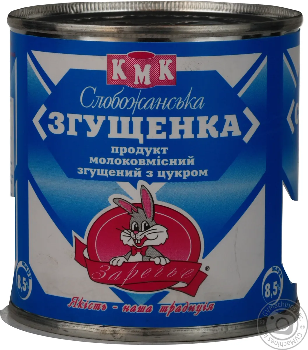 Продукт молоковмісний Заречье Слобожанська Згущенка згущений з цукром 8.5% 370г залізна банка