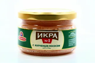 Santa Bremor delicacy capelin roe with smoked salmon glass jar 180g — photo 2