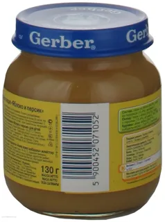Gerber apple and peach puree without starch and sugar for children from 5 months 130g glass jar — photo 3