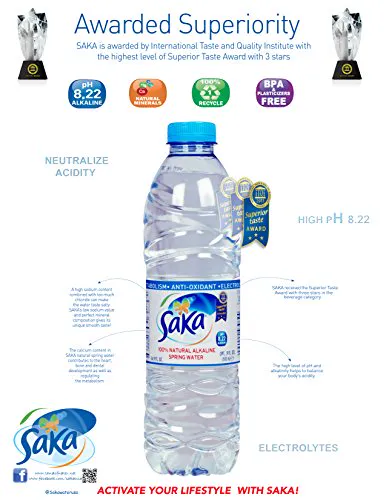 Saka Alkaline Water Весна 16,9 Оз (упаковка 24) 8.22pH з електролітами