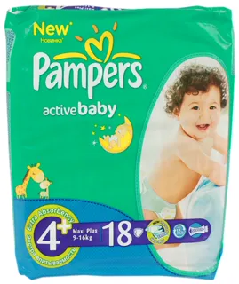 Pampers Active Baby 4+ Maxi Plus Diapers (9-16kg) 18pcs — photo 11