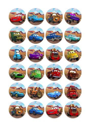24 шт Дісней Pixar Автомобілі Їстівні топери для кексів