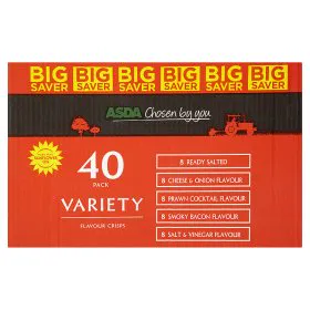 Asda Chosen by You 40 пачок різноманітних смаків чіпсів