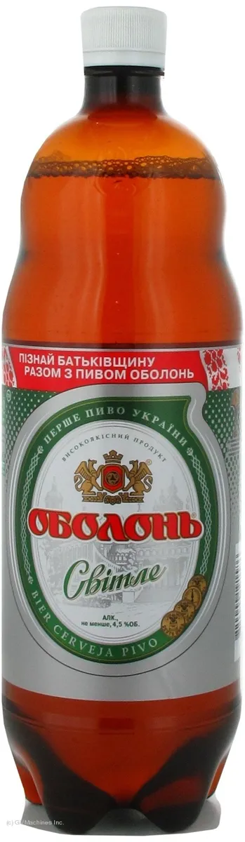 Пиво Оболонь світле 4.5% пластикова пляшка 1.1л