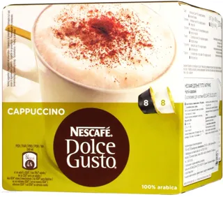 Natural ground roasted coffee Nescafe Dolce Gusto Cappuccino 100% Arabica 8x8g + dry milk and sugar mix 8x17g Great Britain — photo 4