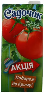 Sadochok Tomato Juice Reconstituted Sterilized Tetra Pak 1000ml — photo 3